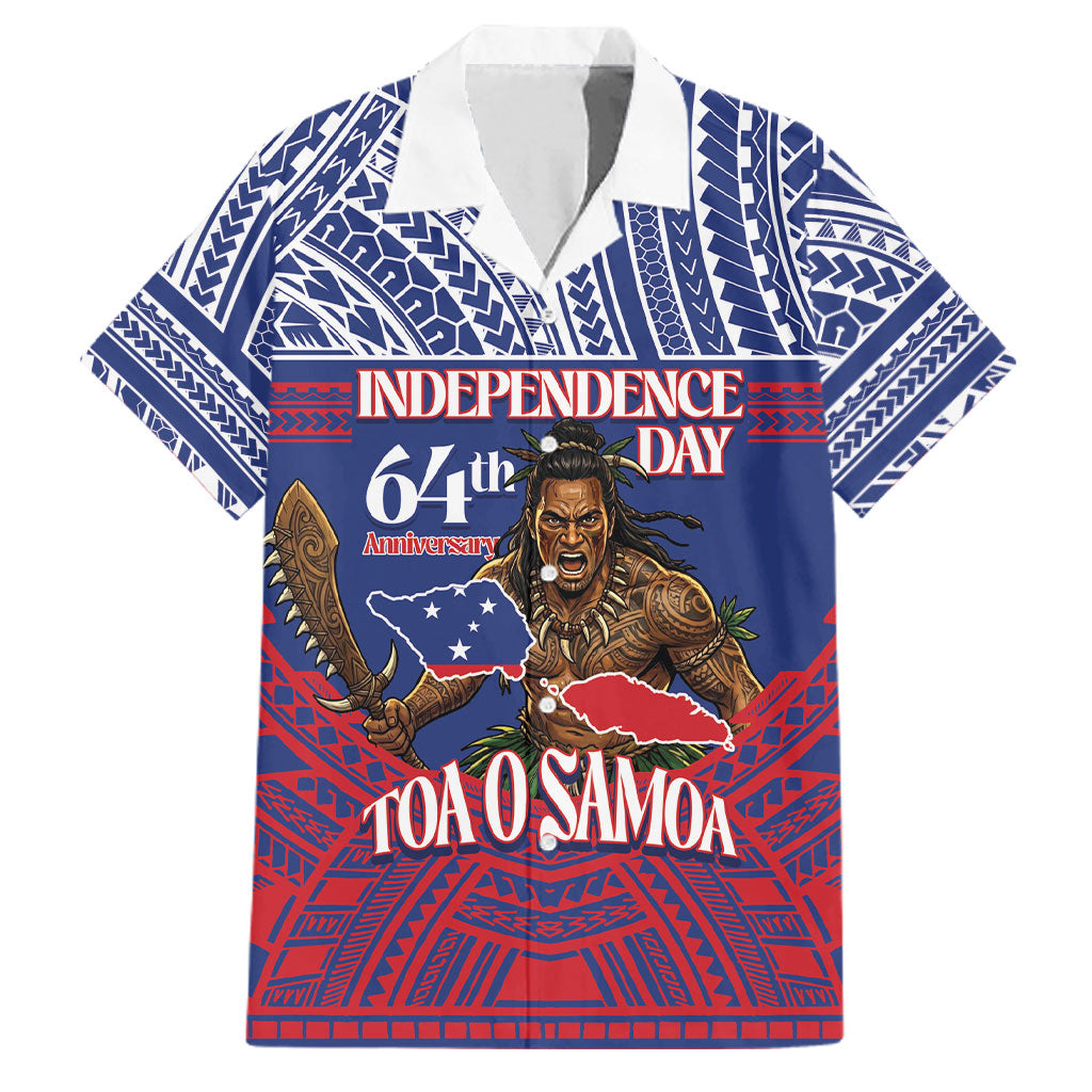Personalised Samoa Independence Day Family Matching Mermaid Dress and Hawaiian Shirt 64th Anniversary Toa O Samoa LT14 Dad's Shirt - Short Sleeve Blue - Polynesian Pride