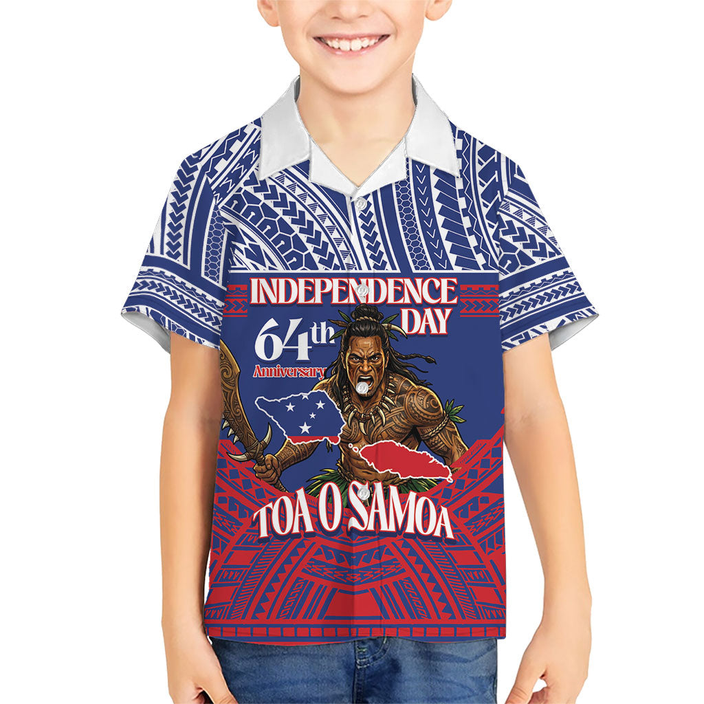 Personalised Samoa Independence Day Family Matching Mermaid Dress and Hawaiian Shirt 64th Anniversary Toa O Samoa LT14 Son's Shirt Blue - Polynesian Pride