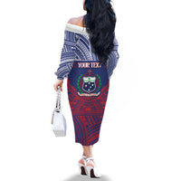 Personalised Samoa Independence Day Family Matching Off The Shoulder Long Sleeve Dress and Hawaiian Shirt 64th Anniversary Toa O Samoa