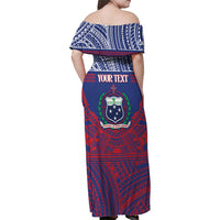 Personalised Samoa Independence Day Family Matching Off Shoulder Maxi Dress and Hawaiian Shirt 64th Anniversary Toa O Samoa