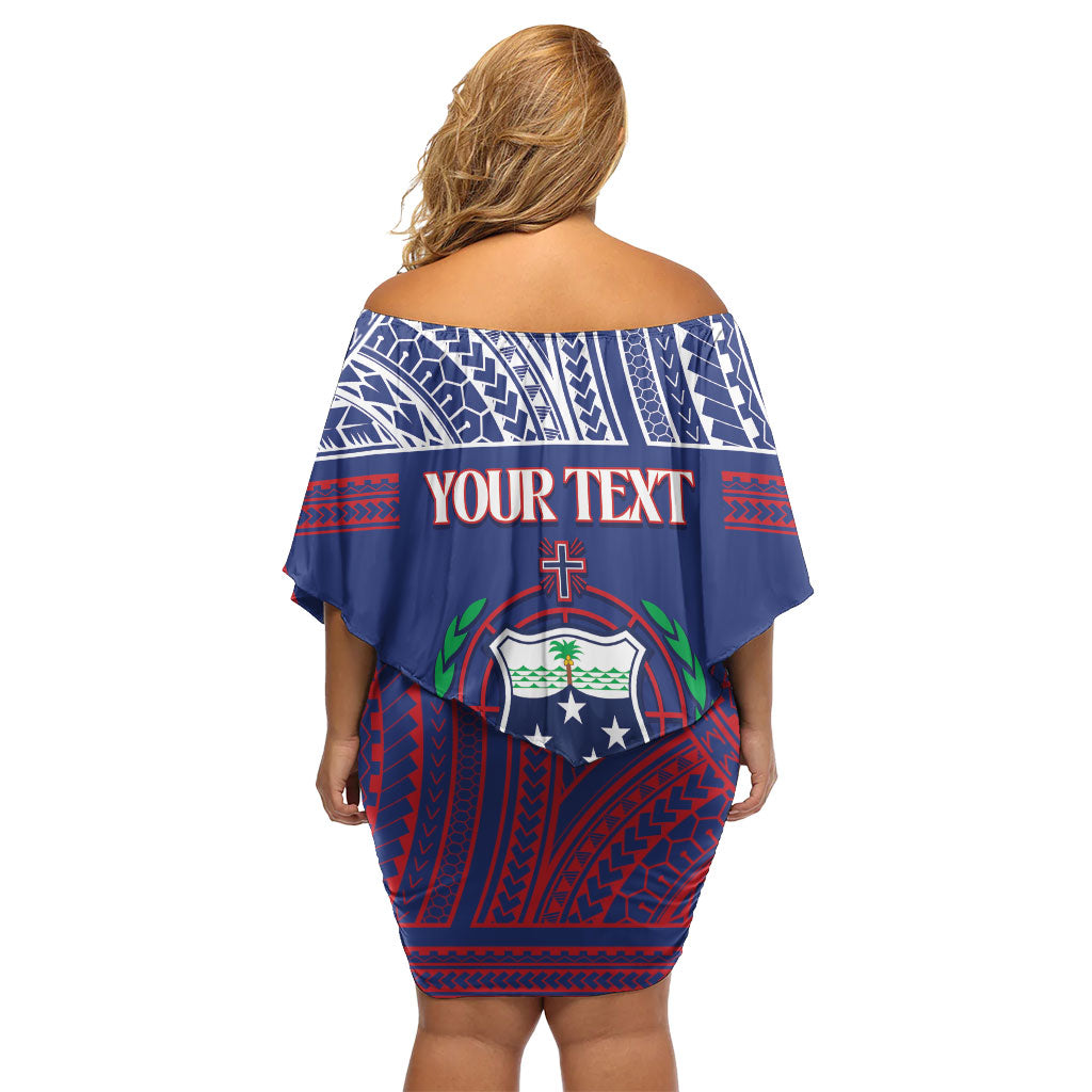 Personalised Samoa Independence Day Family Matching Off Shoulder Short Dress and Hawaiian Shirt 64th Anniversary Toa O Samoa