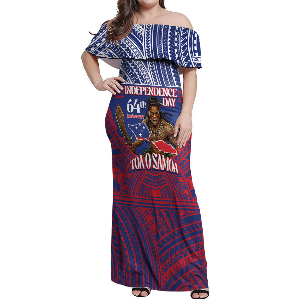 Personalised Samoa Independence Day Off Shoulder Maxi Dress 64th Anniversary Toa O Samoa