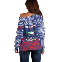 Personalised Samoa Independence Day Off Shoulder Sweater 64th Anniversary Toa O Samoa