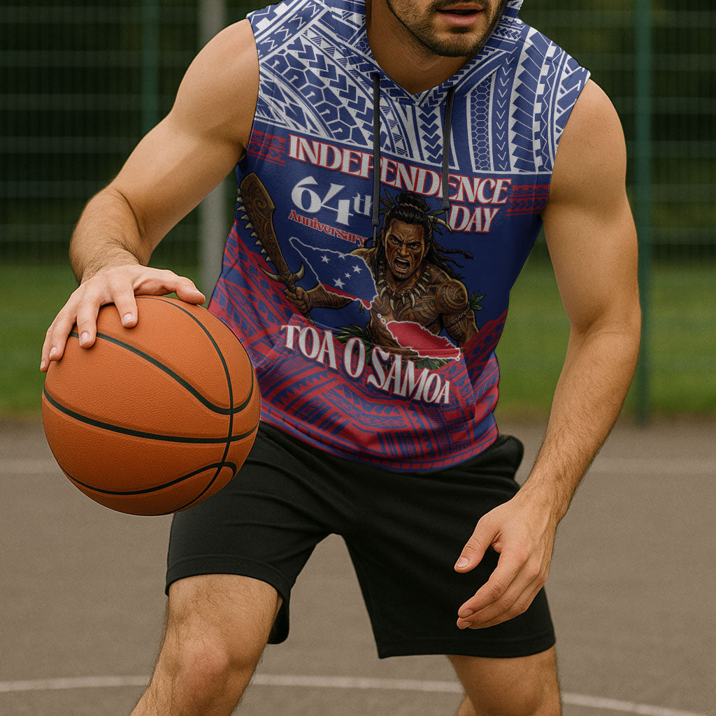 Personalised Samoa Independence Day Sleeveless Hoodie 64th Anniversary Toa O Samoa