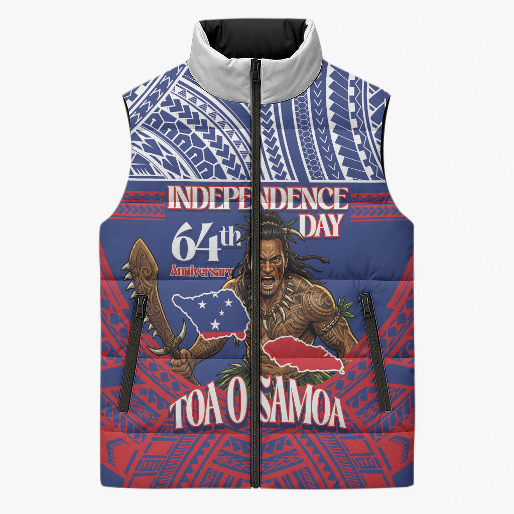 Personalised Samoa Independence Day Sleeveless Puffer Jacket 64th Anniversary Toa O Samoa