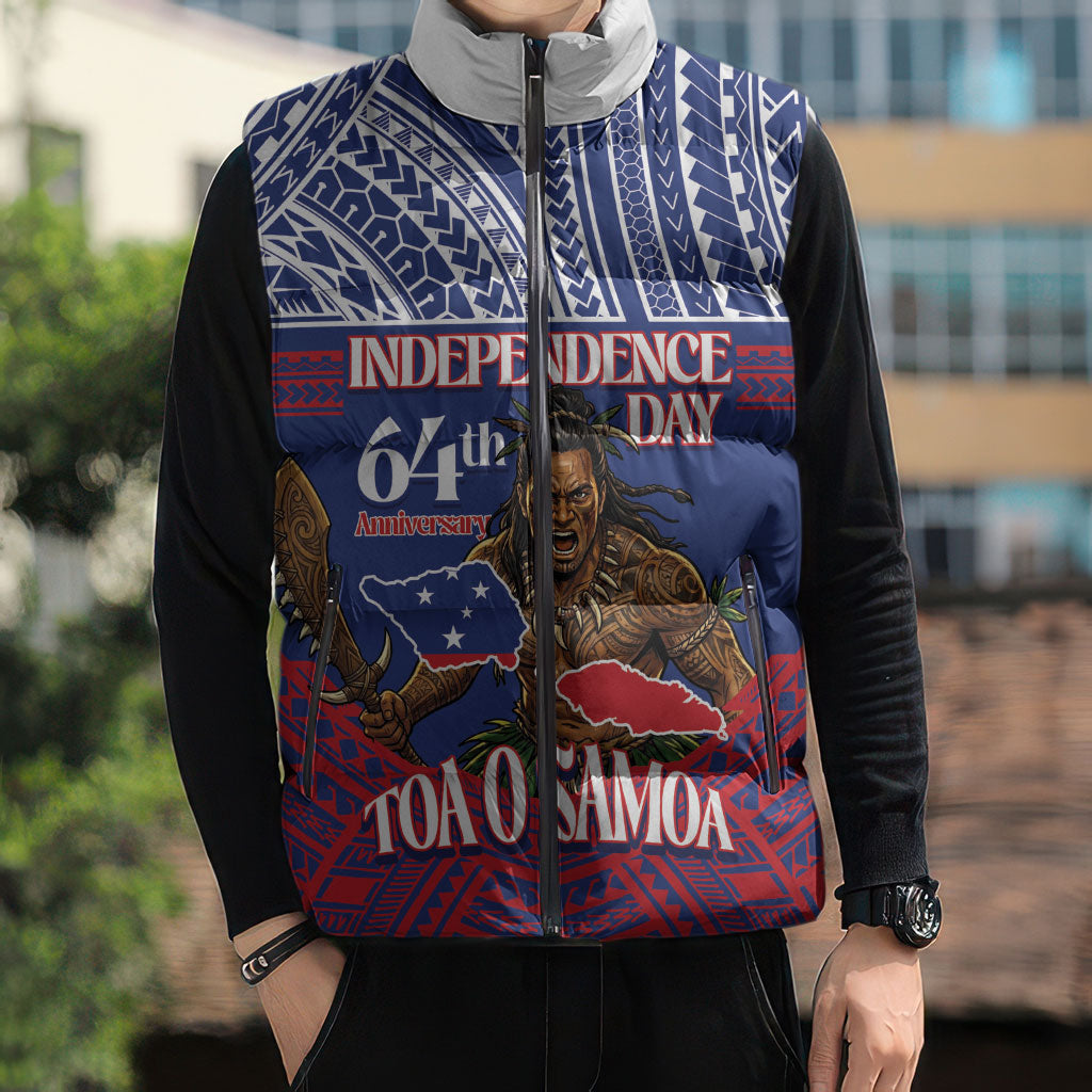 Personalised Samoa Independence Day Sleeveless Puffer Jacket 64th Anniversary Toa O Samoa