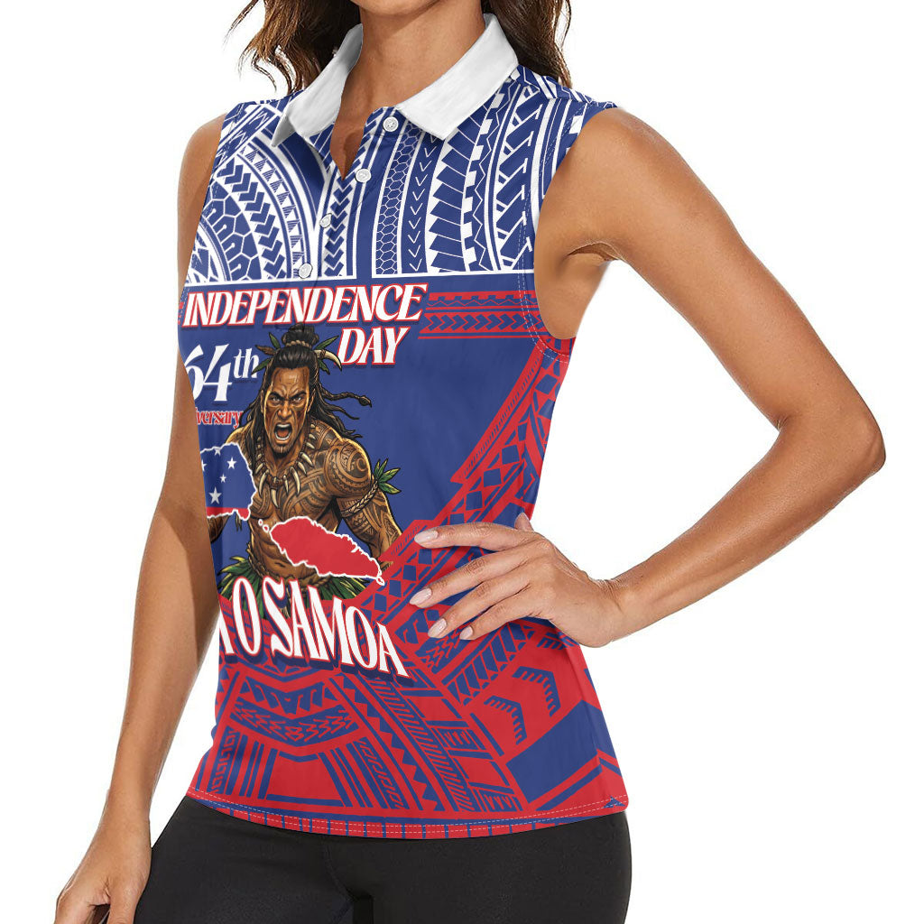 Personalised Samoa Independence Day Women Sleeveless Polo Shirt 64th Anniversary Toa O Samoa
