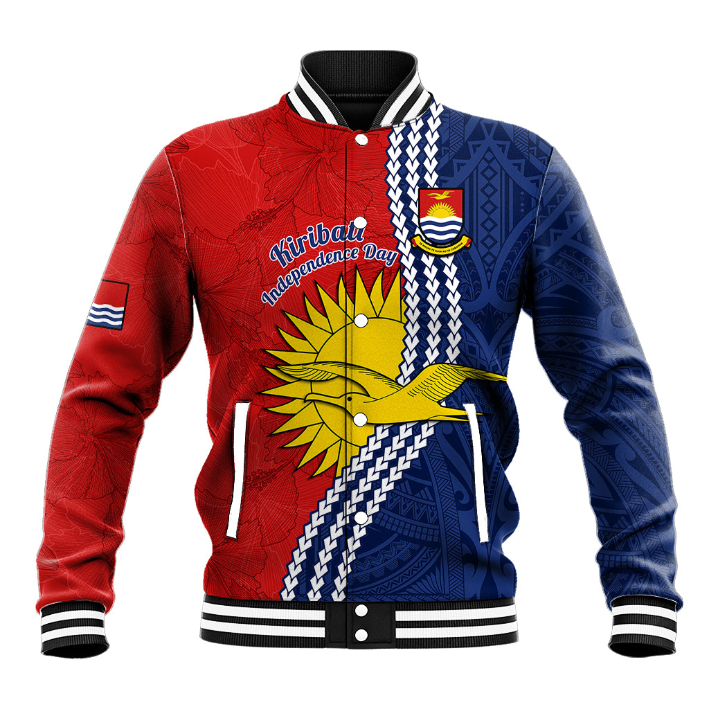 Kiribati Independence Day Baseball Jacket Happy 44th Anniversary Hibiscus Polynesian LT14 Unisex Red - Polynesian Pride