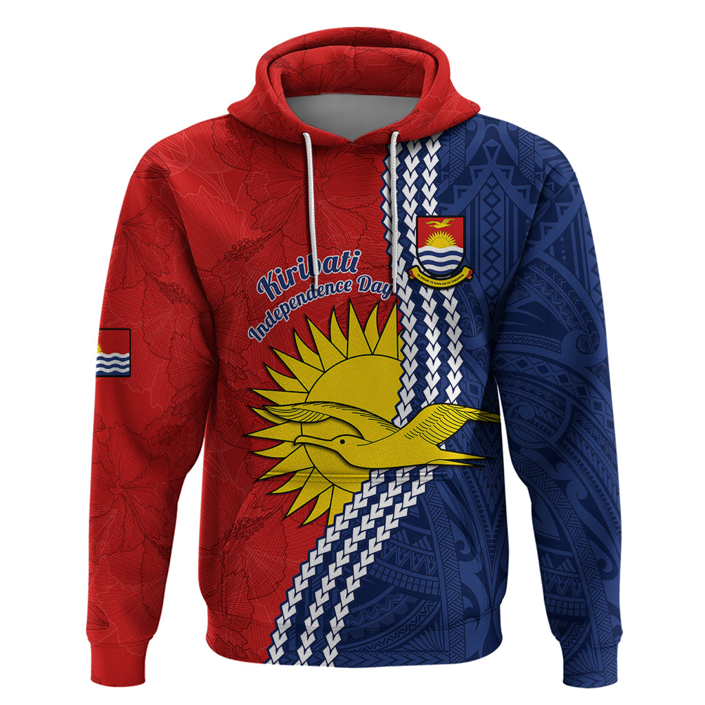 Kiribati Independence Day Hoodie Happy 44th Anniversary Hibiscus Polynesian LT14 Red - Polynesian Pride