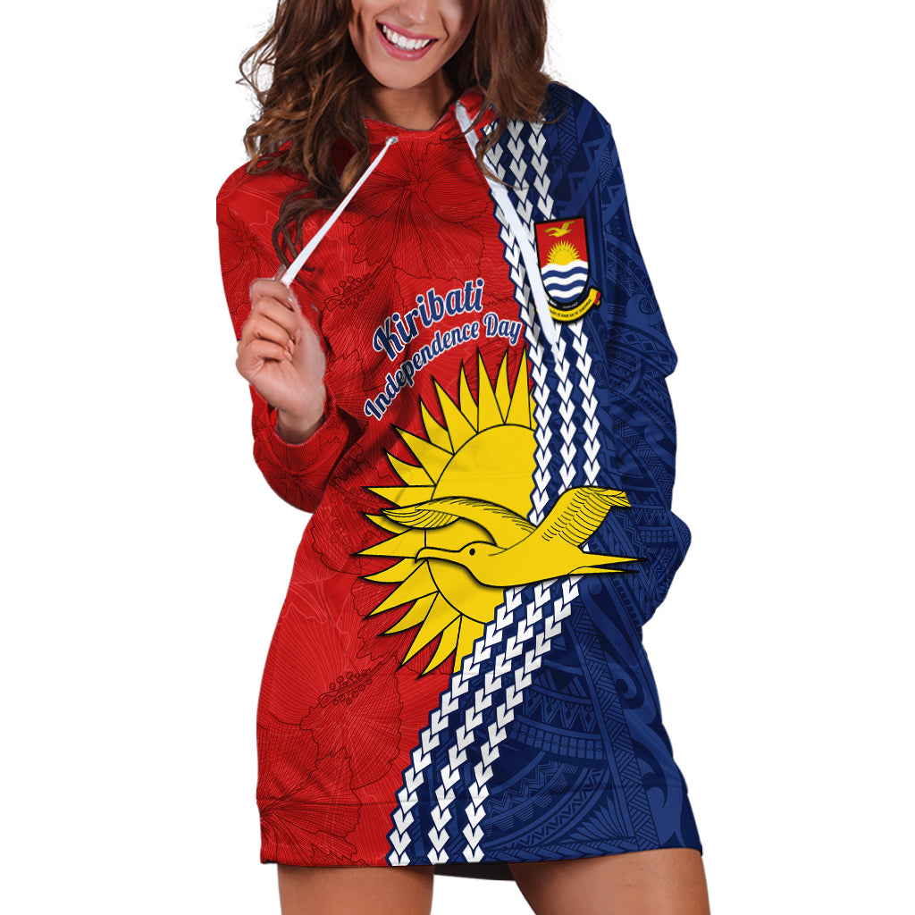 Kiribati Independence Day Hoodie Dress Happy 44th Anniversary Hibiscus Polynesian LT14 Red - Polynesian Pride