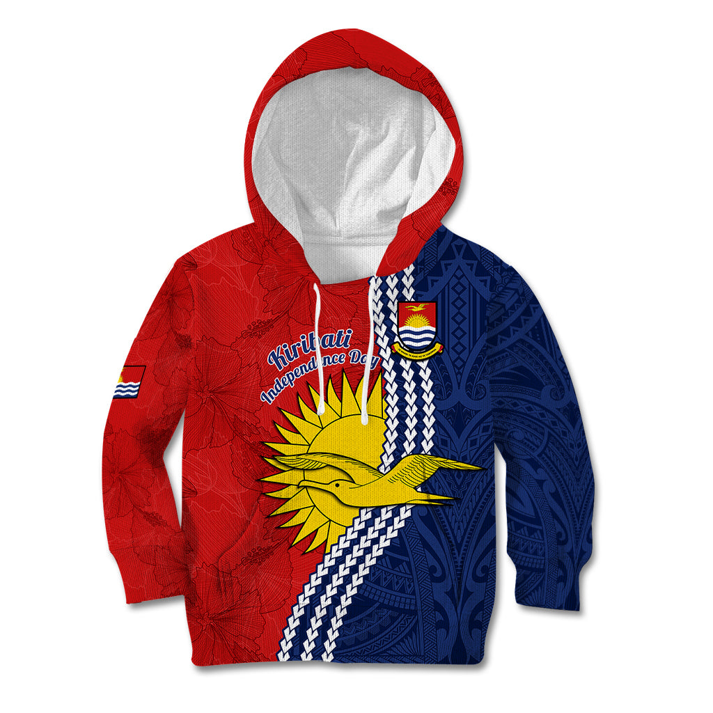 Kiribati Independence Day Kid Hoodie Happy 44th Anniversary Hibiscus Polynesian LT14 Red - Polynesian Pride