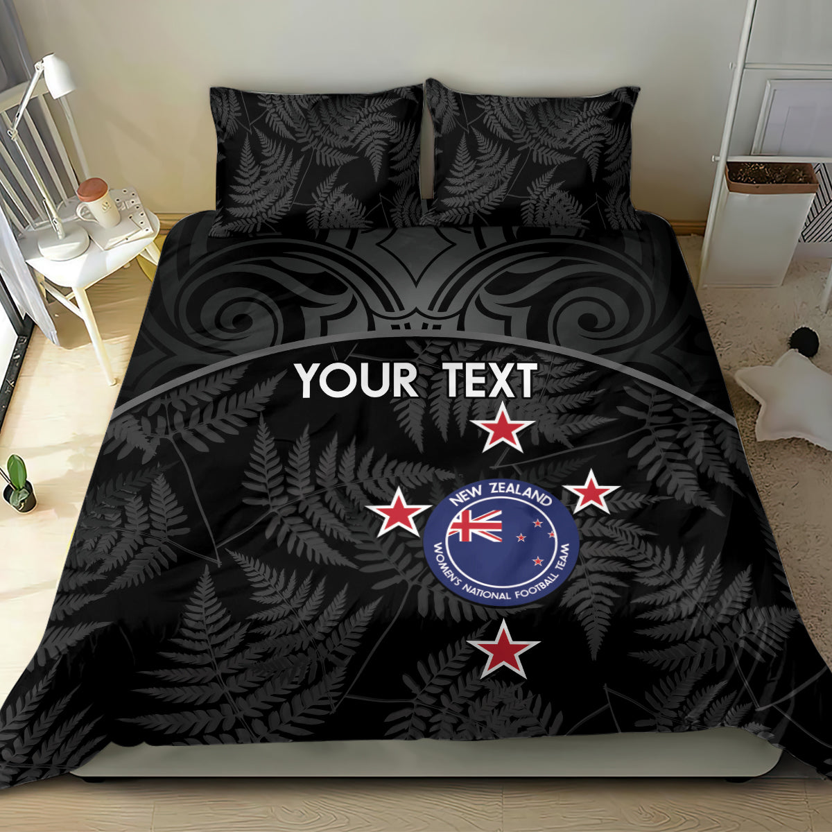 Custom New Zealand Silver Fern Football Bedding Set Summer 2024 Olympic Go Aotearoa