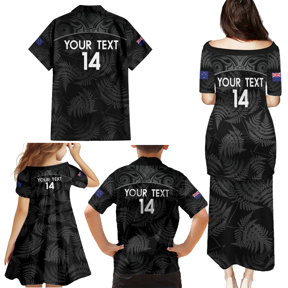 Custom New Zealand Silver Fern Football Family Matching Puletasi and Hawaiian Shirt Summer 2024 Olympic Go Aotearoa LT14 - Polynesian Pride