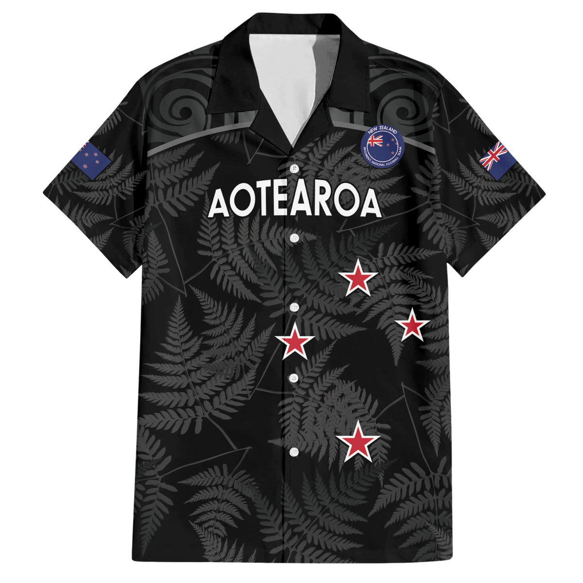 Custom New Zealand Silver Fern Football Family Matching Short Sleeve Bodycon Dress and Hawaiian Shirt Summer 2024 Olympic Go Aotearoa LT14 Dad's Shirt - Short Sleeve Black - Polynesian Pride
