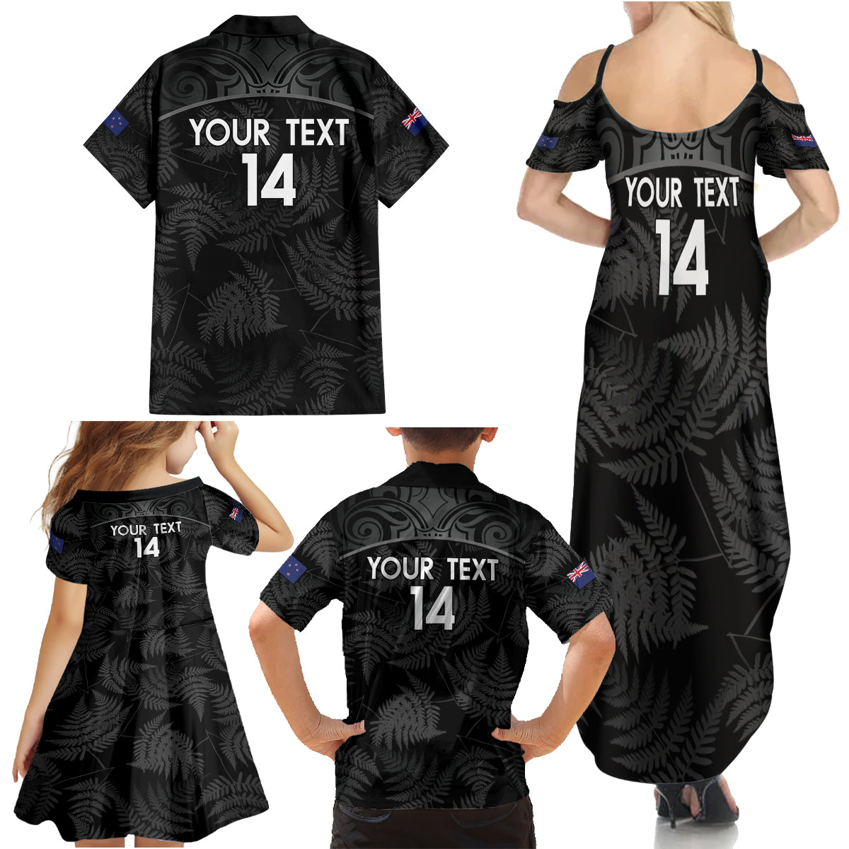 Custom New Zealand Silver Fern Football Family Matching Summer Maxi Dress and Hawaiian Shirt Summer 2024 Olympic Go Aotearoa LT14 - Polynesian Pride