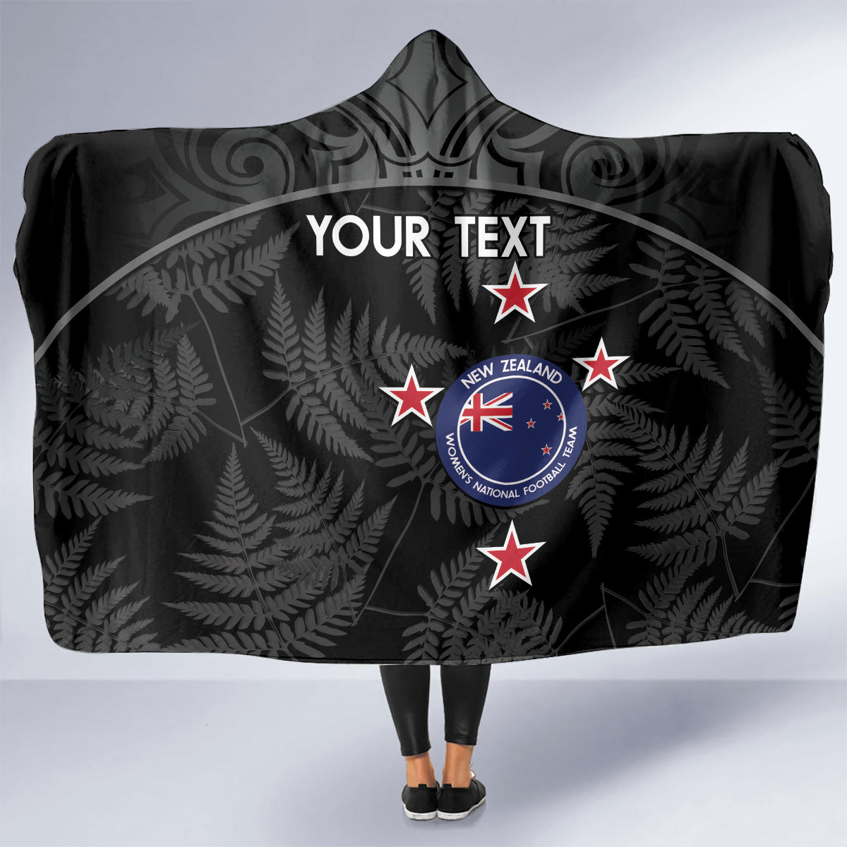 Custom New Zealand Silver Fern Football Hooded Blanket Summer 2024 Olympic Go Aotearoa LT14 - Polynesian Pride