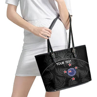 Custom New Zealand Silver Fern Football Leather Tote Bag Summer 2024 Olympic Go Aotearoa LT14 - Polynesian Pride