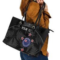 Custom New Zealand Silver Fern Football Leather Tote Bag Summer 2024 Olympic Go Aotearoa LT14 - Polynesian Pride