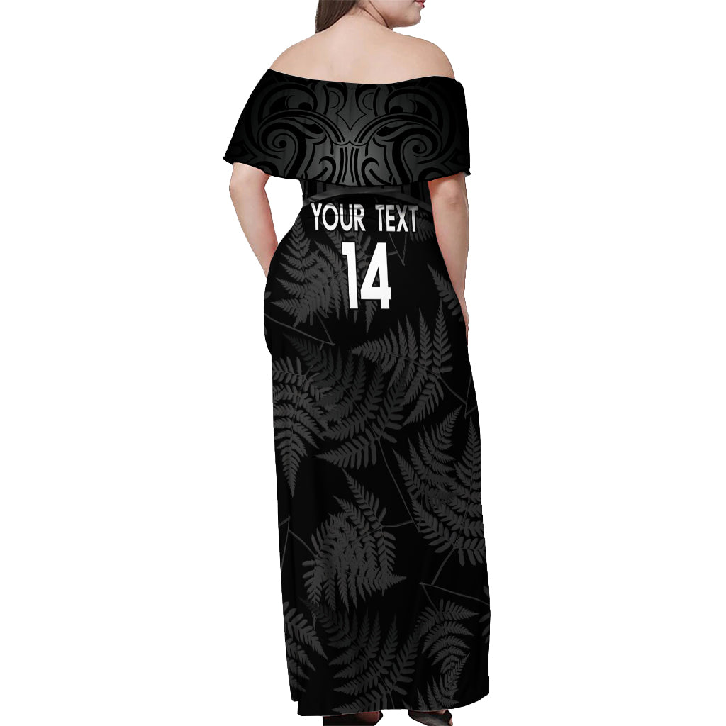 Custom New Zealand Silver Fern Football Off Shoulder Maxi Dress Summer 2024 Olympic Go Aotearoa LT14 - Polynesian Pride