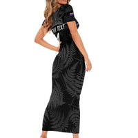 Custom New Zealand Silver Fern Football Short Sleeve Bodycon Dress Summer 2024 Olympic Go Aotearoa LT14 - Polynesian Pride