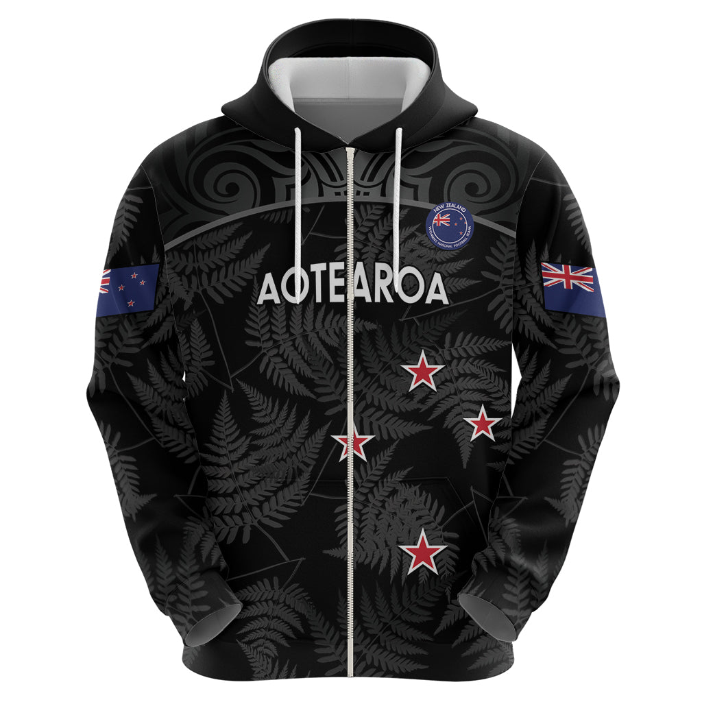 Custom New Zealand Silver Fern Football Zip Hoodie Summer 2024 Olympic Go Aotearoa LT14 - Polynesian Pride