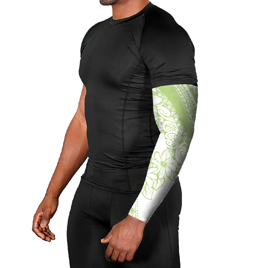 Polynesian Tiare Flower Sage Green Pastel Arm Sleeves LT14 - Polynesian Pride