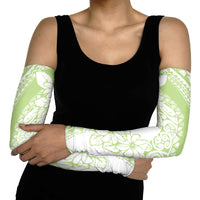 Polynesian Tiare Flower Sage Green Pastel Arm Sleeves LT14 - Polynesian Pride
