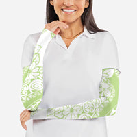 Polynesian Tiare Flower Sage Green Pastel Arm Sleeves LT14 - Polynesian Pride