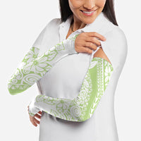 Polynesian Tiare Flower Sage Green Pastel Arm Sleeves LT14 - Polynesian Pride