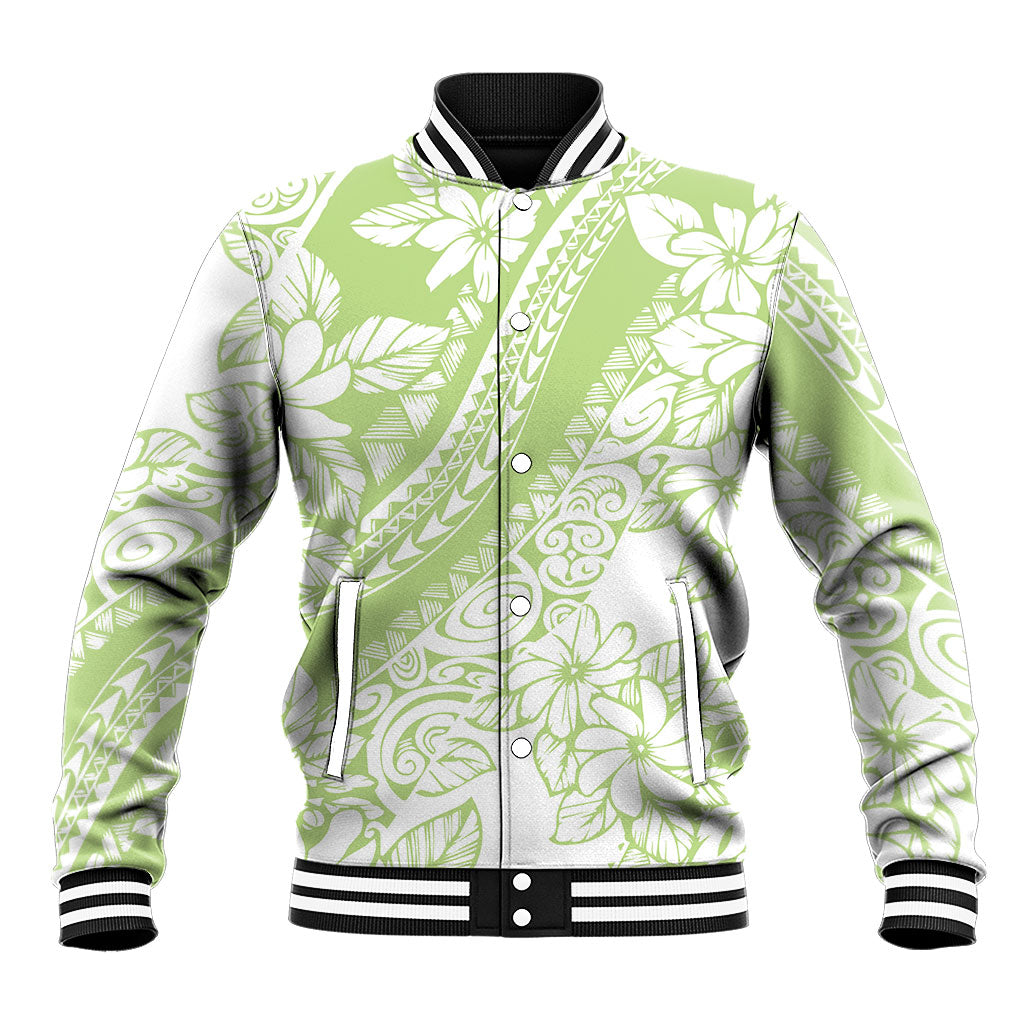 Polynesian Tiare Flower Sage Green Pastel Baseball Jacket LT14 Unisex Sage Green - Polynesian Pride