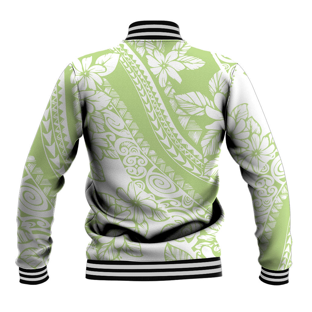 Polynesian Tiare Flower Sage Green Pastel Baseball Jacket LT14 - Polynesian Pride