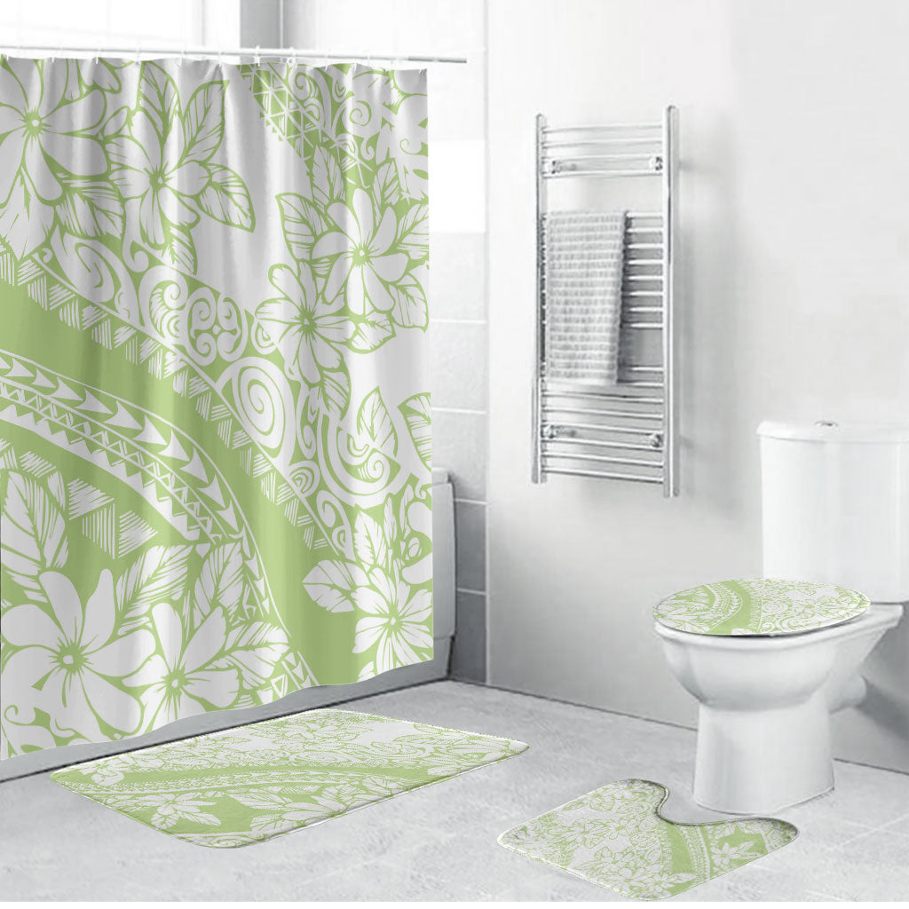 Polynesian Tiare Flower Sage Green Pastel Bathroom Set LT14 Bathroom Set (4 pcs) Sage Green - Polynesian Pride