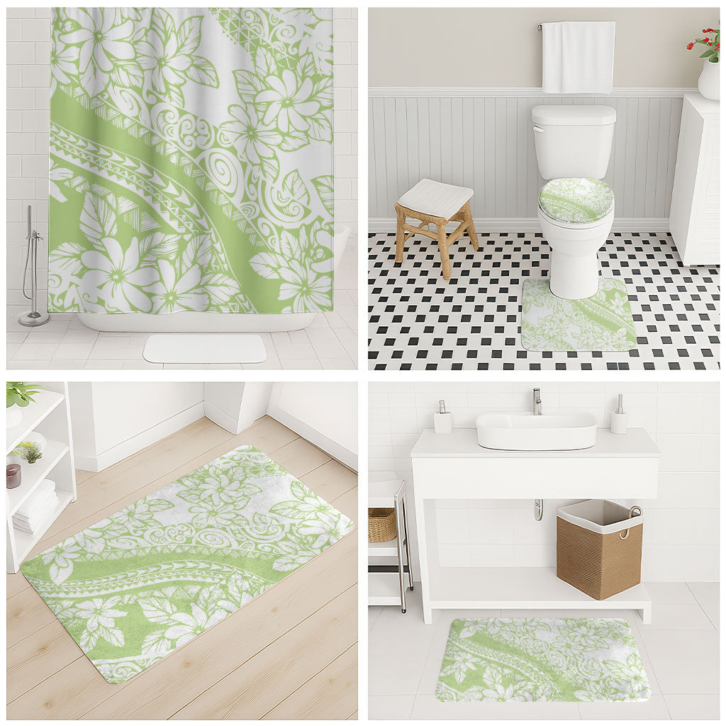 Polynesian Tiare Flower Sage Green Pastel Bathroom Set LT14 - Polynesian Pride