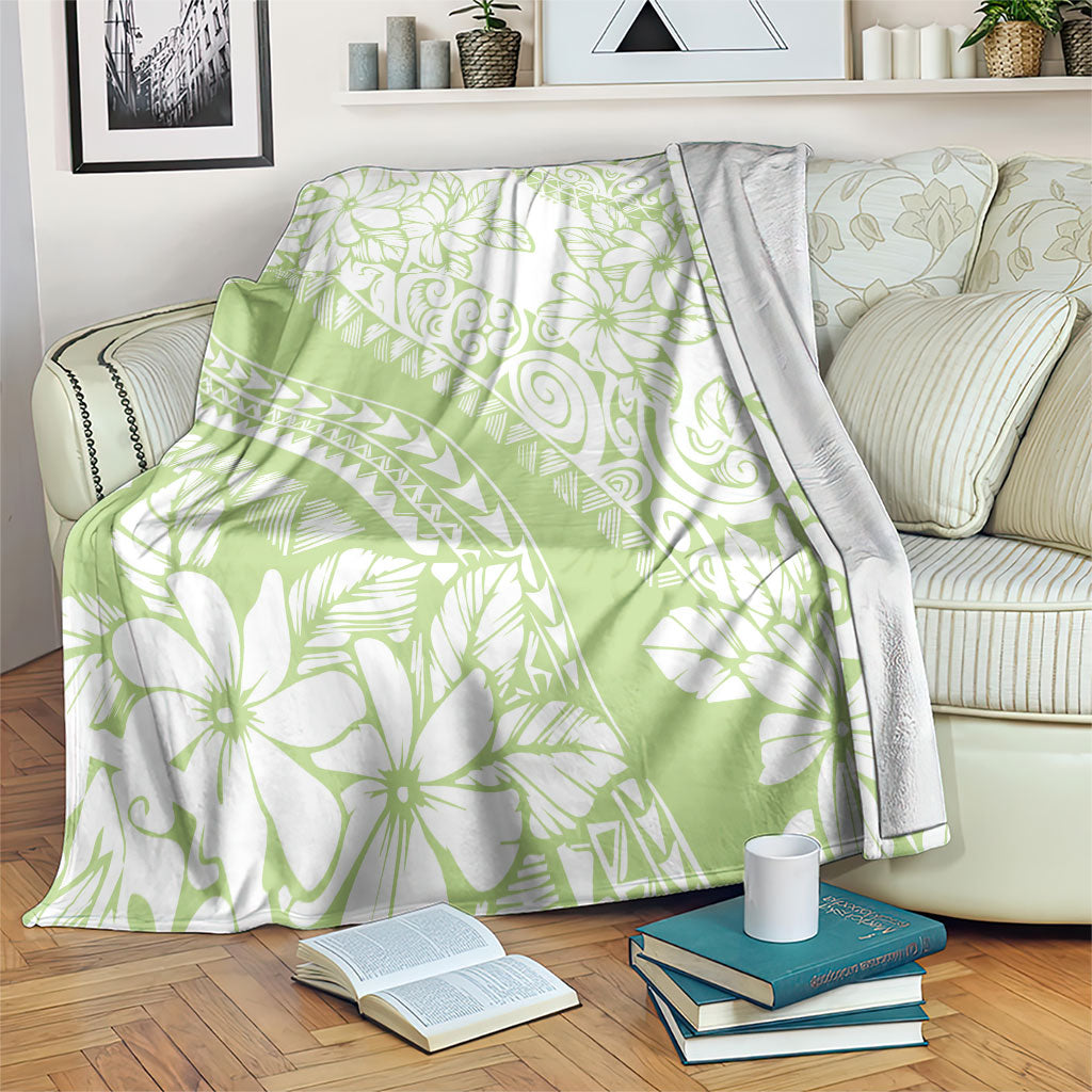 Polynesian Tiare Flower Sage Green Pastel Blanket LT14 Sage Green - Polynesian Pride