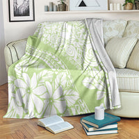 Polynesian Tiare Flower Sage Green Pastel Blanket LT14 Sage Green - Polynesian Pride