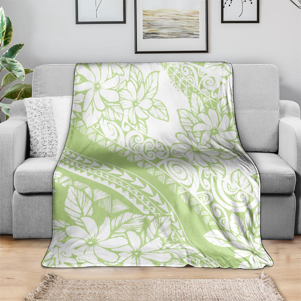 Polynesian Tiare Flower Sage Green Pastel Blanket LT14 - Polynesian Pride
