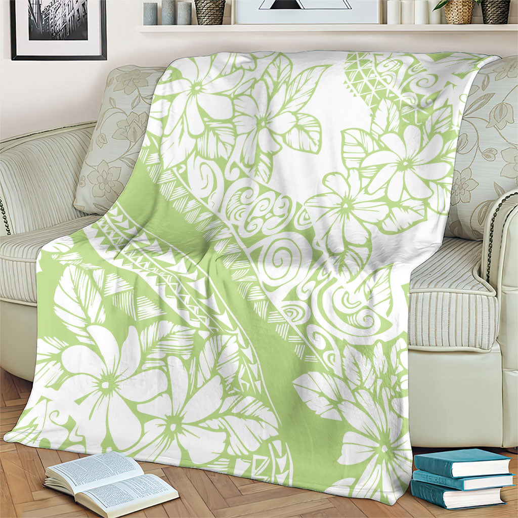 Polynesian Tiare Flower Sage Green Pastel Blanket LT14 - Polynesian Pride