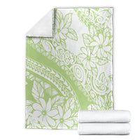 Polynesian Tiare Flower Sage Green Pastel Blanket LT14 - Polynesian Pride