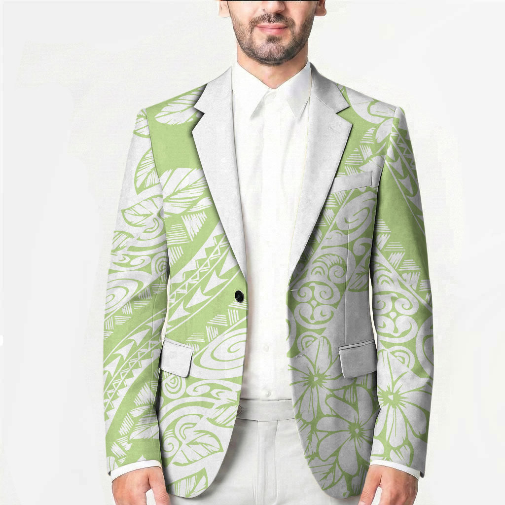 Polynesian Tiare Flower Sage Green Pastel Blazer LT14 - Polynesian Pride