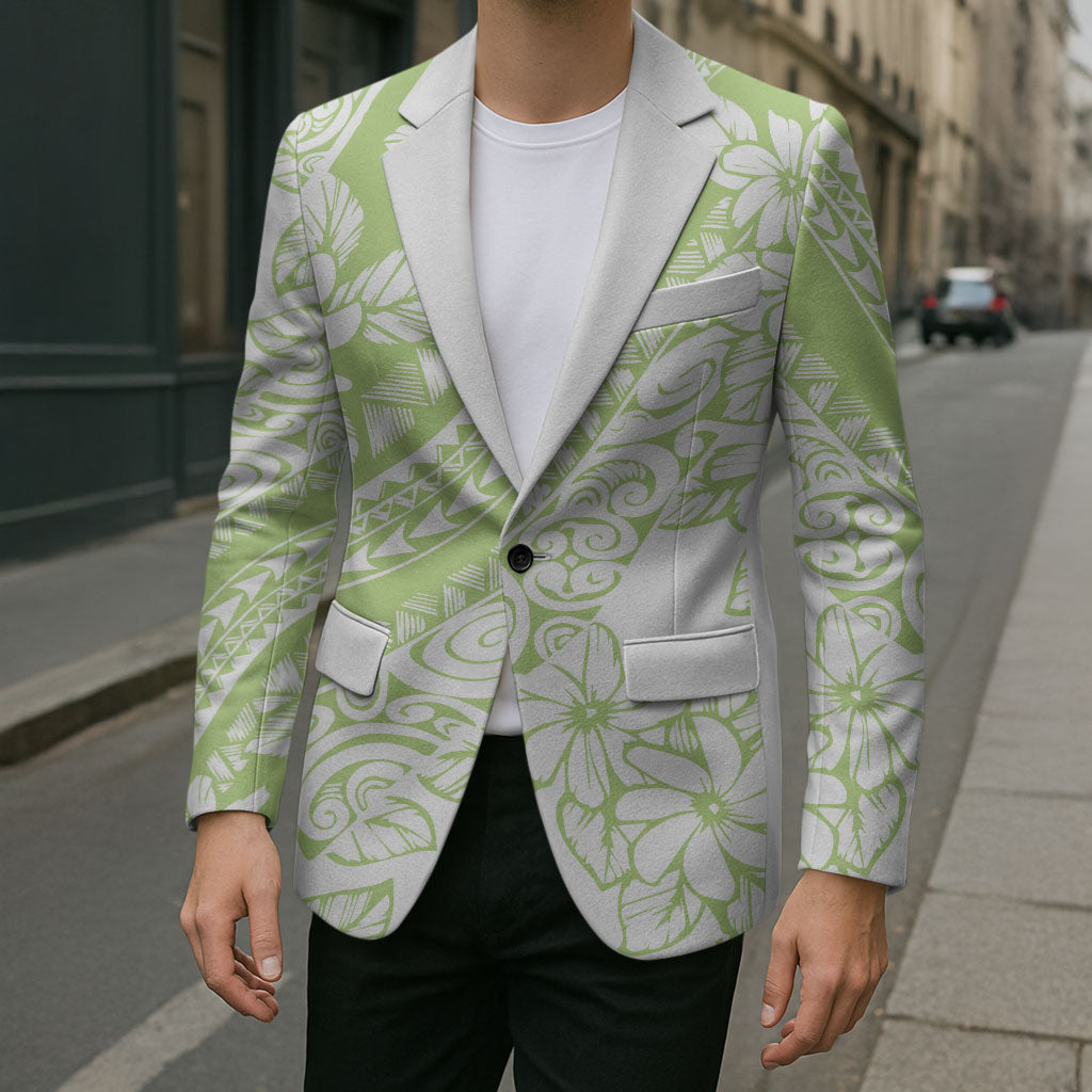 Polynesian Tiare Flower Sage Green Pastel Blazer LT14 - Polynesian Pride