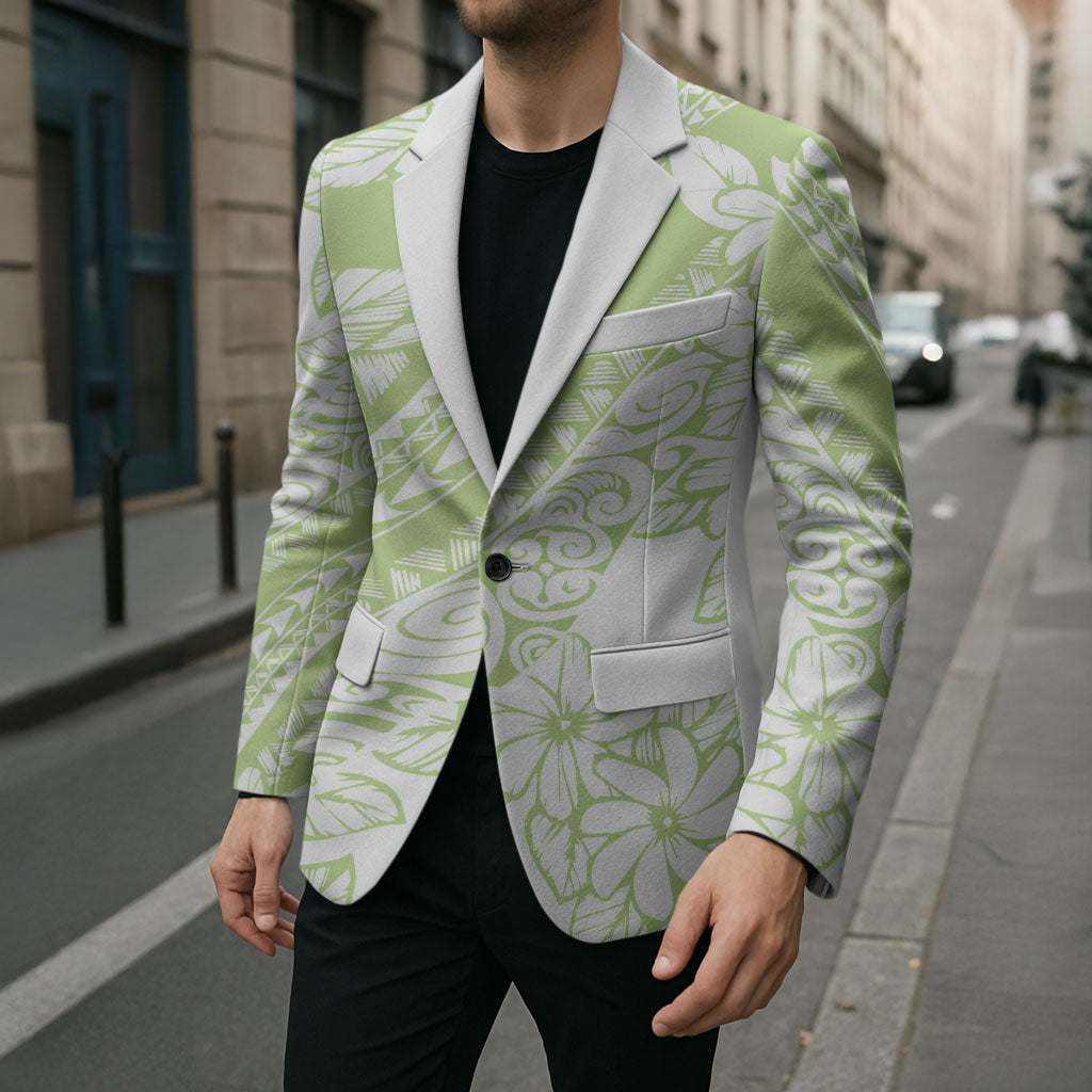 Polynesian Tiare Flower Sage Green Pastel Blazer LT14 - Polynesian Pride