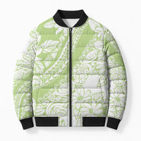Polynesian Tiare Flower Sage Green Pastel Bomber Puffer Jacket LT14 Unisex Sage Green - Polynesian Pride