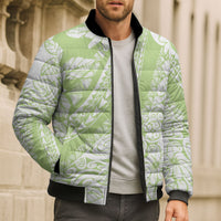 Polynesian Tiare Flower Sage Green Pastel Bomber Puffer Jacket LT14 - Polynesian Pride