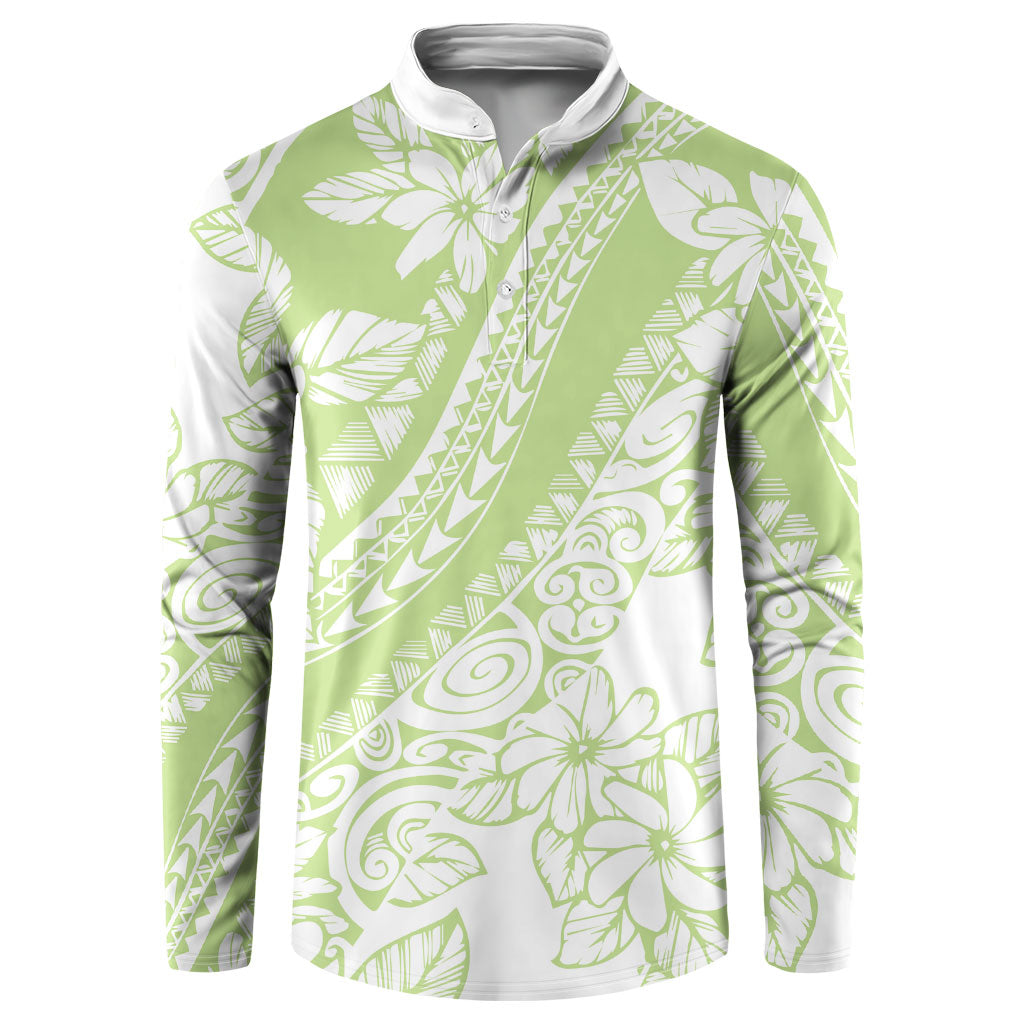 Polynesian Tiare Flower Sage Green Pastel Button Sweatshirt LT14 Sage Green - Polynesian Pride