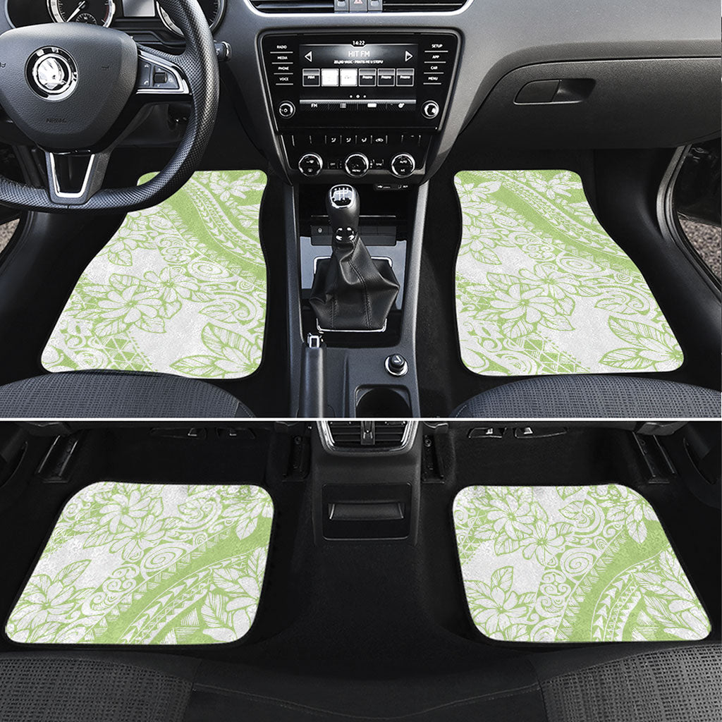 Polynesian Tiare Flower Sage Green Pastel Car Mats LT14 Set 4pcs Sage Green - Polynesian Pride