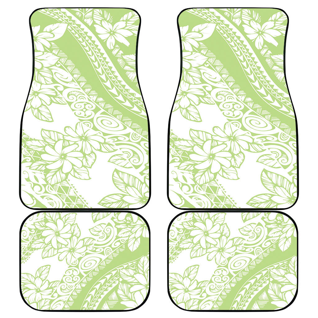 Polynesian Tiare Flower Sage Green Pastel Car Mats LT14 - Polynesian Pride