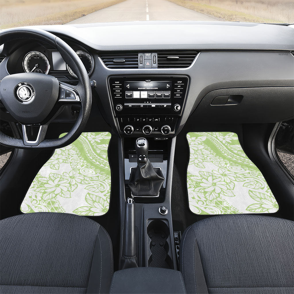 Polynesian Tiare Flower Sage Green Pastel Car Mats LT14 Set 2pcs - Front Sage Green - Polynesian Pride