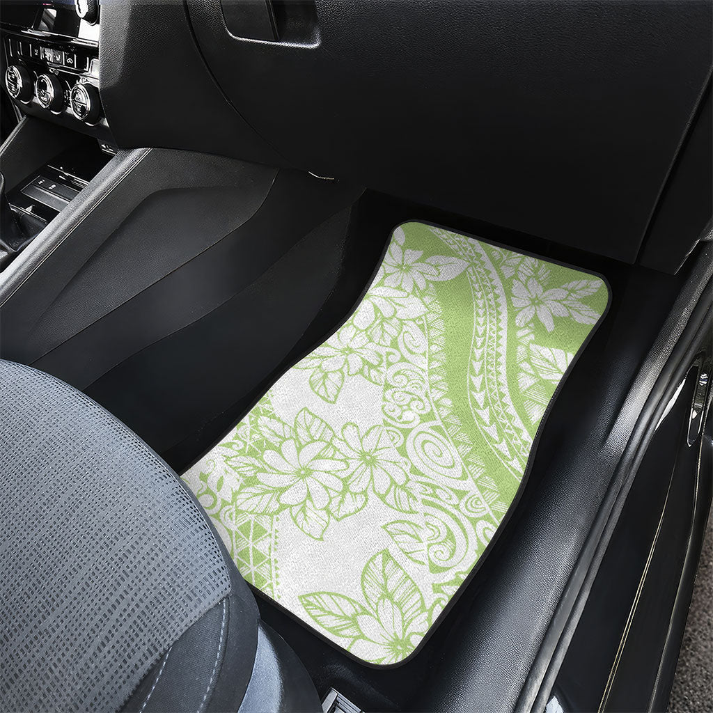 Polynesian Tiare Flower Sage Green Pastel Car Mats LT14 - Polynesian Pride
