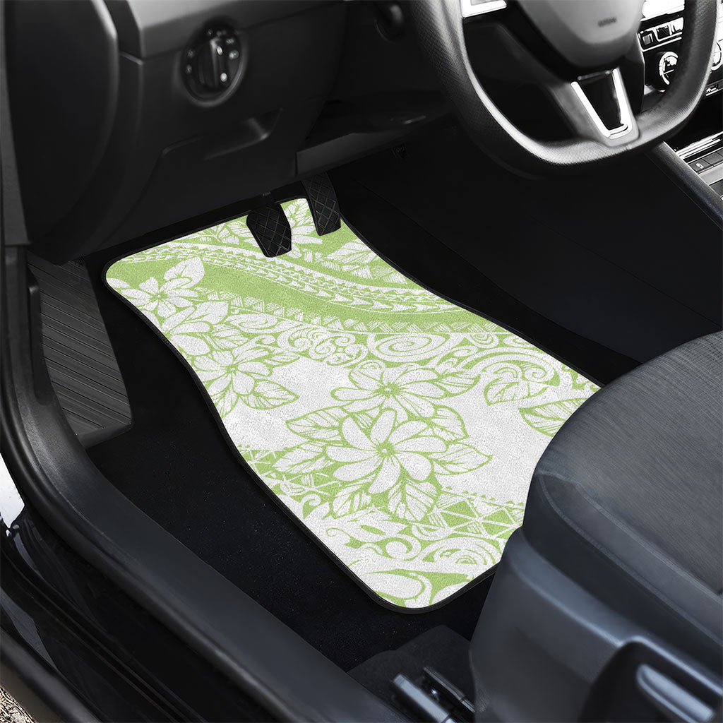Polynesian Tiare Flower Sage Green Pastel Car Mats LT14 - Polynesian Pride