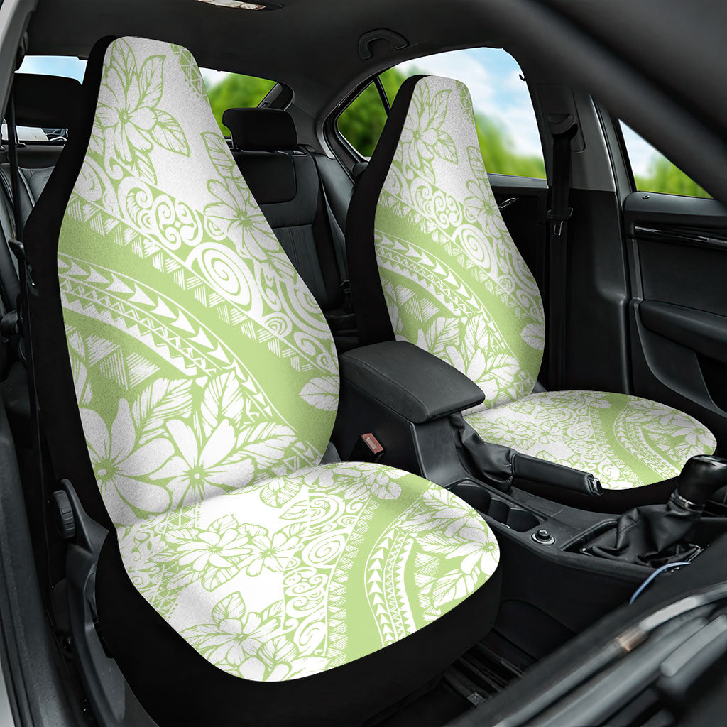 Polynesian Tiare Flower Sage Green Pastel Car Seat Cover